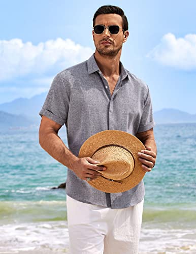 Men's Casual Button Down Linen Shirt Summer T-Shirt