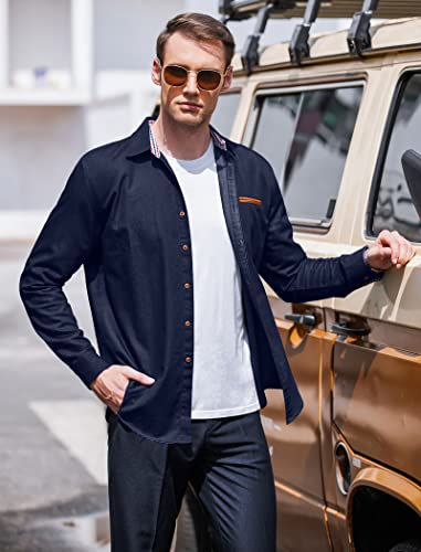 Coofandy Mens Casual Button Down Shirt, Ultramarine Blue
