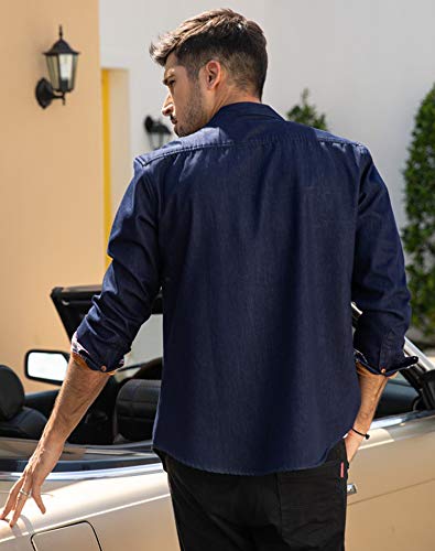 Coofandy Mens Casual Button Down Shirt, Ultramarine Blue