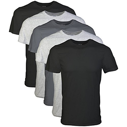 Gildan Men's Crew T-Shirts, 5-Pack, Black/Sport Grey/Charcoal, X-Large