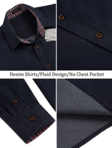 Coofandy Mens Casual Button Down Shirt, Ultramarine Blue