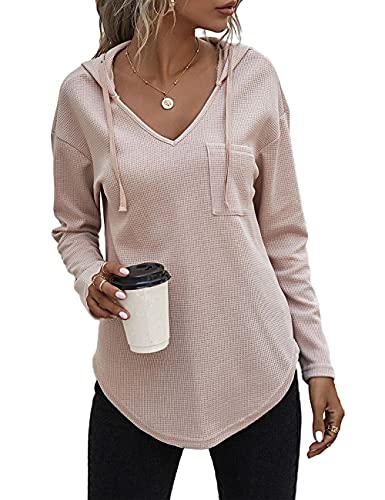 Morhuduck Women's V Neck Hoodie with Drawstring