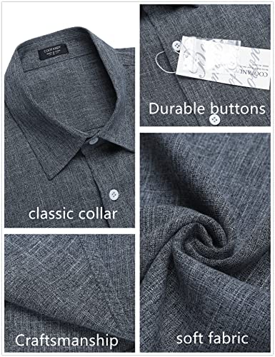 COOFANDY Men's Linen Button Down Short Sleeve Shirt