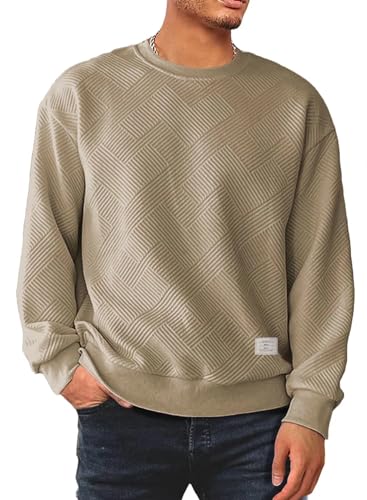 Dokotoo Men's Brown Lightweight Casual Crewneck Sweatshirt