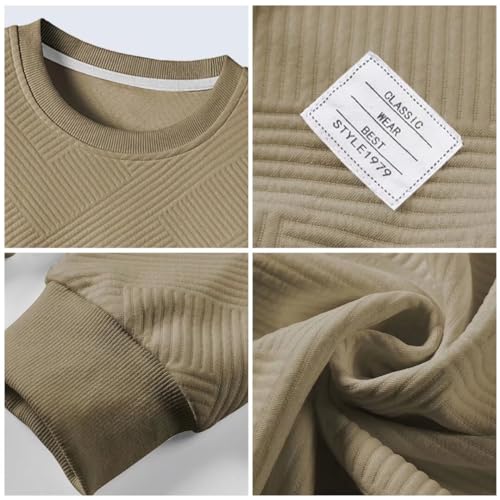 Dokotoo Men's Brown Lightweight Casual Crewneck Sweatshirt