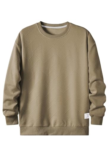 Dokotoo Men's Brown Lightweight Casual Crewneck Sweatshirt
