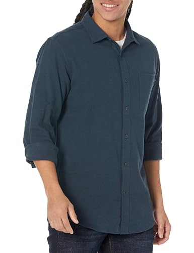 Men's Flannel Shirt in Washed Navy, Size X-Large