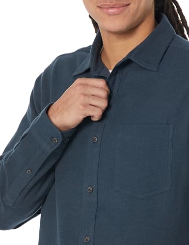 Men's Flannel Shirt in Washed Navy, Size X-Large