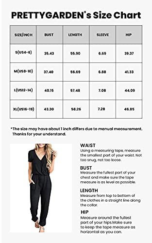 PRETTYGARDEN Women's Black V-Neck Jumpsuit Romper - XL