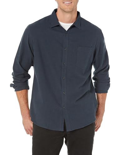Men's Flannel Shirt in Washed Navy, Size X-Large