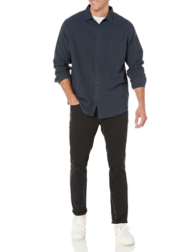 Men's Flannel Shirt in Washed Navy, Size X-Large