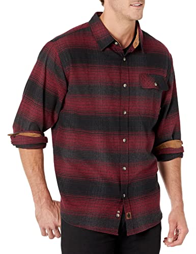 Men's Plaid Flannel Shirt with Corduroy Cuffs, X-Large
