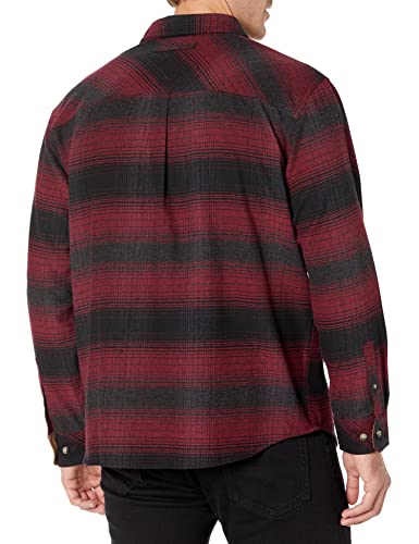 Men's Plaid Flannel Shirt with Corduroy Cuffs, X-Large