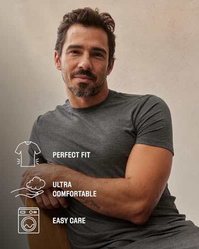 Men's Premium Fitted Crew Neck T-Shirt 6-Pack, Large