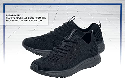 Men's Everlight Non Slip Work Shoes, Lace-Up Black