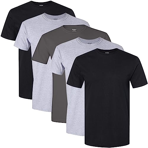Gildan Men's Crew T-Shirts Multipack - Black/Grey/Charcoal, X-Large