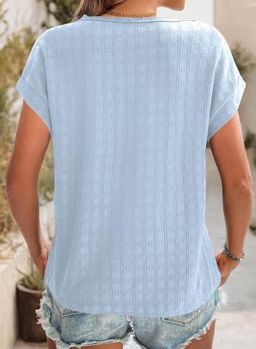 Dokotoo Women's Casual Summer Solid Batwing Sleeve Blouse