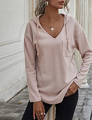 Morhuduck Women's V Neck Hoodie with Drawstring