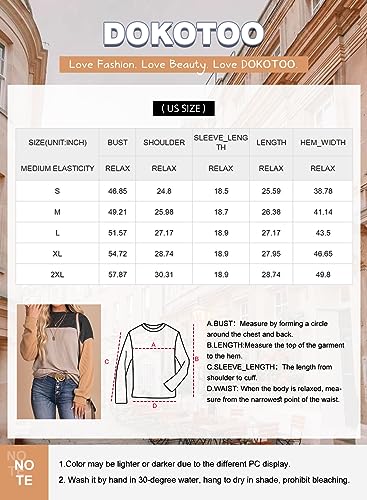 Dokotoo Womens Colorblock Crewneck Long Sleeve Pullover Top