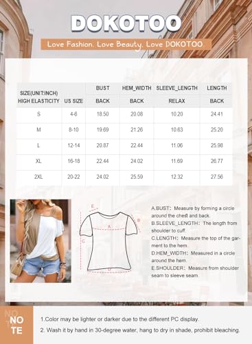 Dokotoo Women's Summer Cold Shoulder Gray T-Shirt, Large