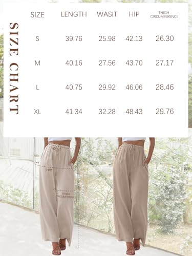 Apricot Linen Palazzo Pants for Women 2024 Fashion