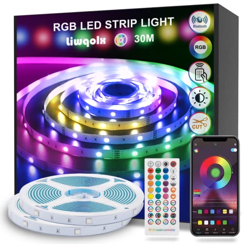 Bluetooth RGB LED Strip Lights, 30m/98ft + App Control