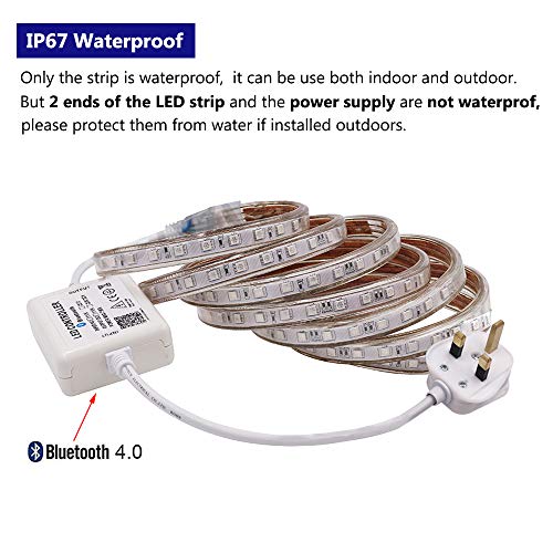 Bluetooth Music Sync LED Strip Kit, 50m IP67 Waterproof