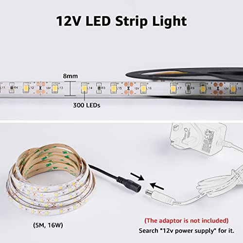 5M Waterproof Warm White LED Strip Light