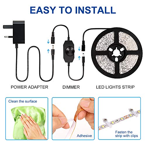 Dimmable LED Strip Lights with Power Adapter