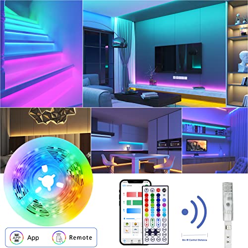 Bluetooth RGB LED Strip Lights with Remote & App Control