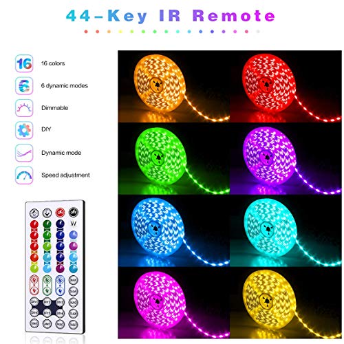 Bluetooth RGB LED Strip Lights with Remote & App Control