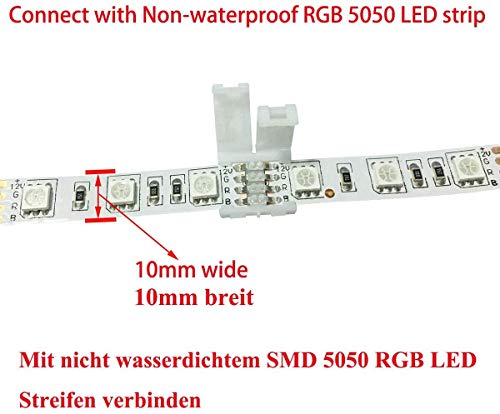 10 Pack RGB LED Strip Connectors - 10mm Width