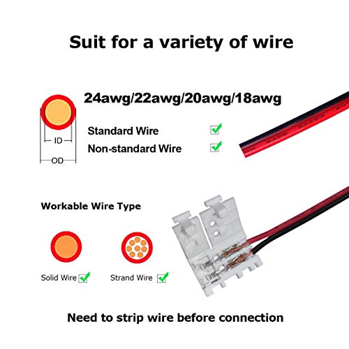 Quick Connect LED Strip to Wire Adapter