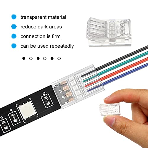 20 Transparent LED Strip Connectors for RGB Lights