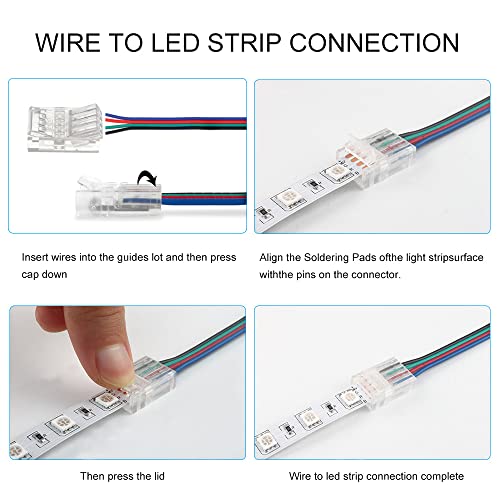 20 Transparent LED Strip Connectors for RGB Lights