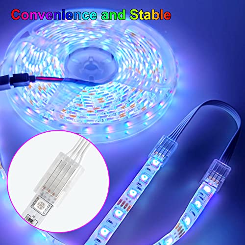 Aroidful 32.8ft 4Pin LED RGB Extension Cable and 10Pcs 4 Pin LED Strip Light Connectors, 4 Pin LED Cable, LED Lights Extension for 10mm Wide Waterproof or Bare Board 2835-5050 4Pin RGB Strip Lights