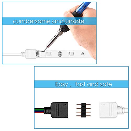 Aroidful 2Pcs 5M 4PIN LED Strip Light Extension Cable, RGB LED Connector Cable 4 Pin, RGB Cable Wire for SMD 5050 3528 2835 RGB LED Light Strip