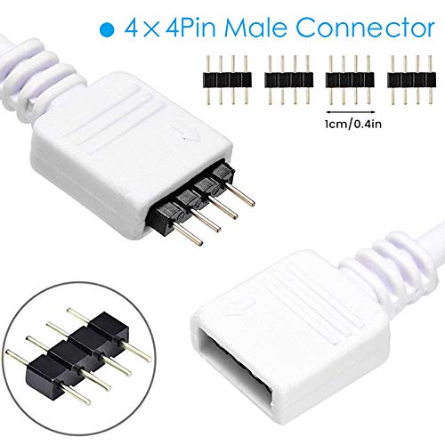 Aroidful 2Pcs 5M 4PIN LED Strip Light Extension Cable, RGB LED Connector Cable 4 Pin, RGB Cable Wire for SMD 5050 3528 2835 RGB LED Light Strip