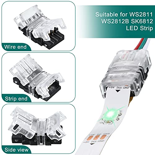 3-Pin LED Strip Connectors, 10mm, 11-Pack