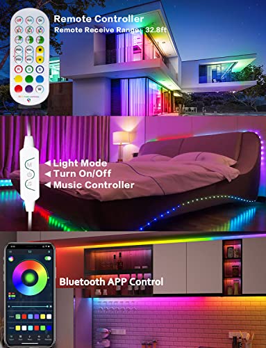 10M RGB Chasing LED Strip Lights with Bluetooth Control