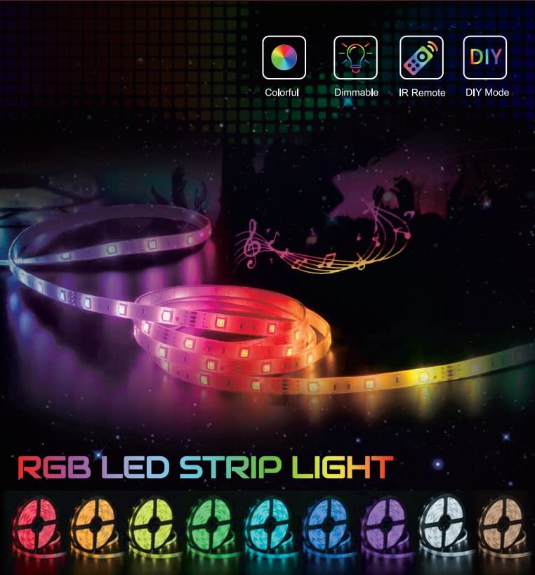 10M RGB Bluetooth LED Strip Lights, 44 Keys