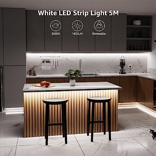White Dimmable LED Strip Light for Kitchen - 5M