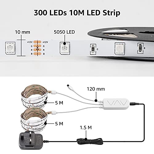 10M Music Sync RGB LED Strip Lights with Remote