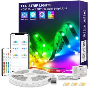 Bluetooth RGB LED Strip Lights with Remote & App Control