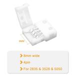 VIPMOON 20 Pack 4-Pin RGB 8mm Solderless Connector Adapter for SMD 2835 3528 Multicolor Non-Waterproof LED Strip Light