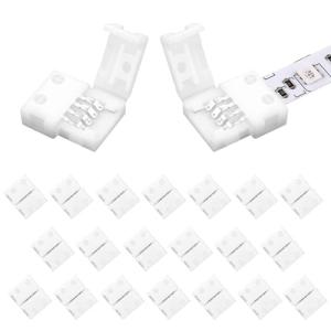 VIPMOON 20 Pack 4-Pin RGB 8mm Solderless Connector Adapter for SMD 2835 3528 Multicolor Non-Waterproof LED Strip Light