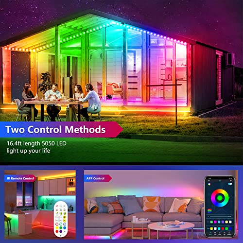 5m RGB LED Strip Lights with App & Remote Control
