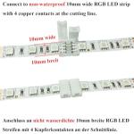 10 Pack RGB LED Strip Connectors - 10mm Width
