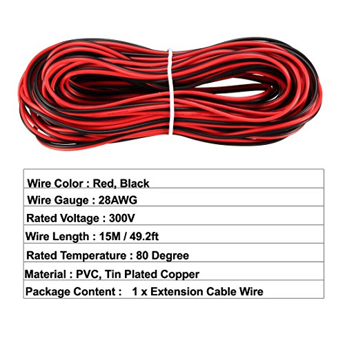 15m Red/Black 2pin Extension Cord for LED Strip
