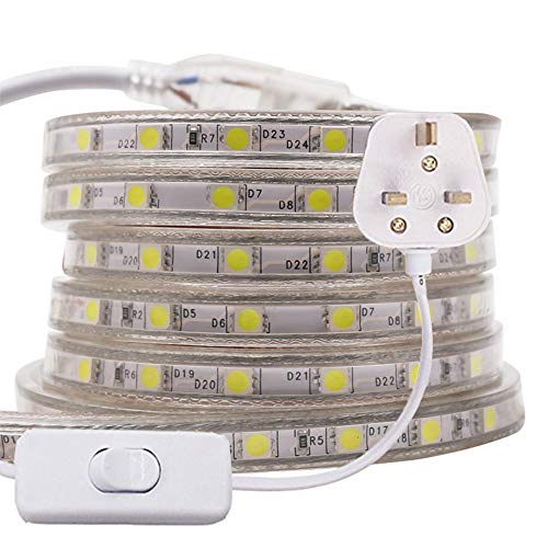 15m Warm White LED Strip with Switch